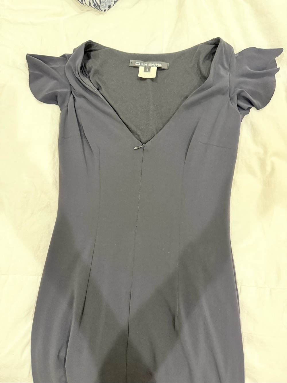 Black Scoop-Neck Midi Dress with Flutter Cap Sleeves - Picture 5 of 5